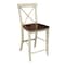 International Concepts X-Back Counter Height Stool, 24" Seat Height, Antiqued Almond/Espresso S12-6132 - alternate 8